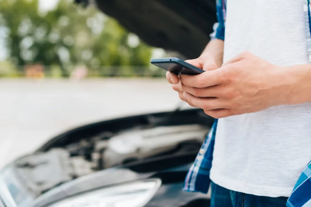 man checking phone